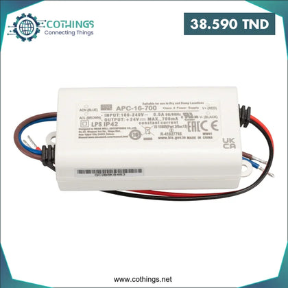 Alimentation LED MEAN WELL APC-16-700 – 16W 700mA IP42 - Domotique