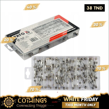 Assortiment Yato 120 fusibles en verre 6x30 mm Domotique Tunisie