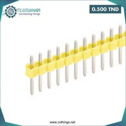 Bande de connecteurs mâles 1 x 40 broches jaune 2,54 mm - Domotique