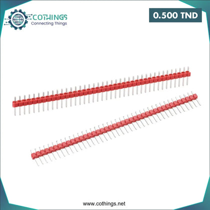 Bande de connecteurs mâles 1 x 40 broches rouge 2,54 mm - Domotique