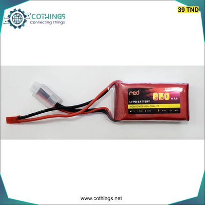 Batterie Lipo 2S 7,4V - 850MAH 25C - Domotique Tunisie