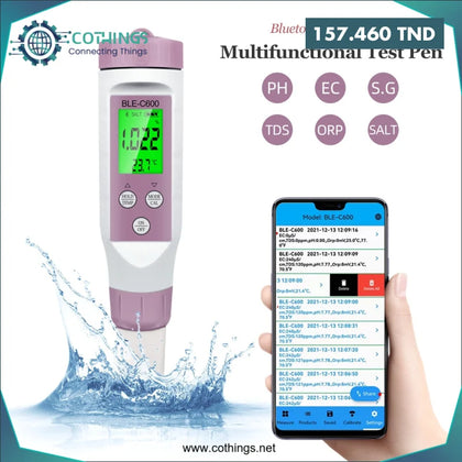 BLE-C600 appareil intelligent Bluetooth 7 en 1 pH TDS EC ORP SALY