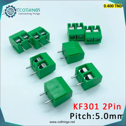 Borniers PCB à aiguille droite KF301-2P verte de 5.08mm - Domotique
