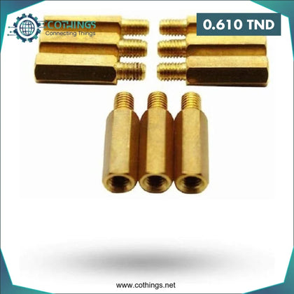 Entretoise Hexagonale en Laiton -M2,5 x 12 + 6 mm - Domotique Tunisie