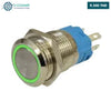 Acheter Bouton poussoir etanche en metal vert 16MM 12-24V en Tunisie - Disponible au meilleur prix sur CoThings