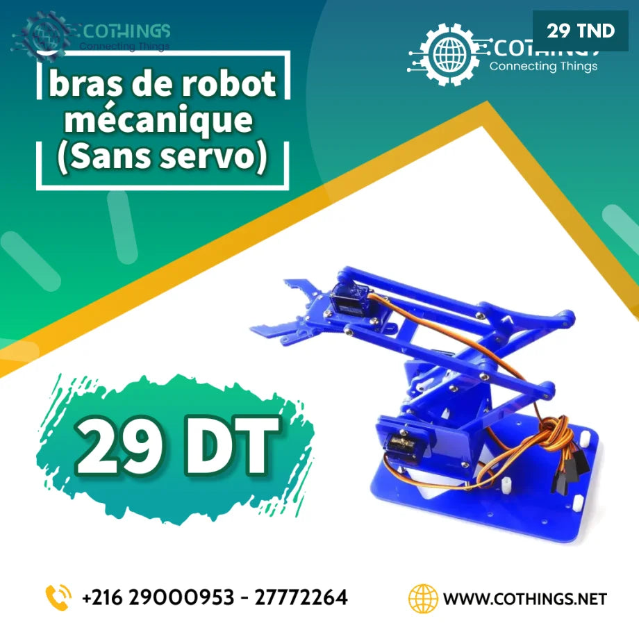 Kit Bras Robotique 6DOF – Griffes Mécaniques, 6 Servos Métal, Pour Enseignement Universitaire Et Projets DIY !