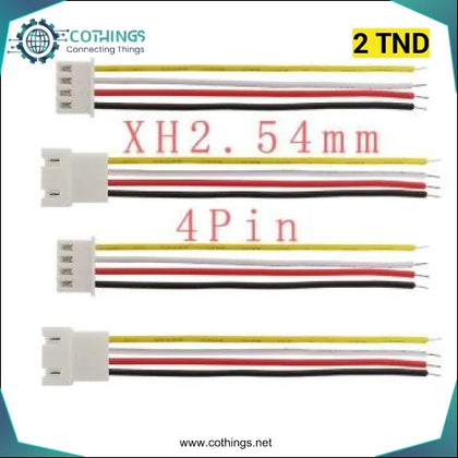 cable 4 fils avec connecteur male femelle xh2.54 2p l=20cm