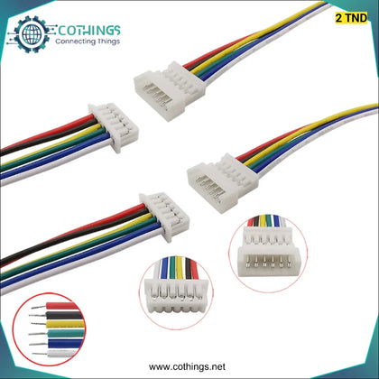 cable 5 fils avec connecteur male femelle xh2.54 2p l=20cm