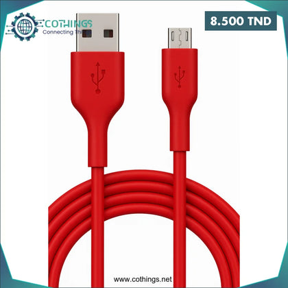 Cable android 2m rouge - Domotique Tunisie