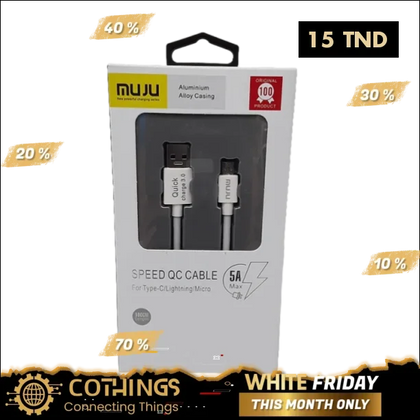 Cable chargeur Android MUJU 5A - Domotique Tunisie