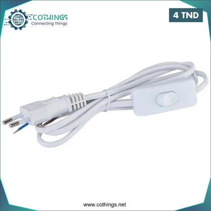 Câble d’alimentation avec interrupteur 220V 2 fils 1,5 mètre Blanc
