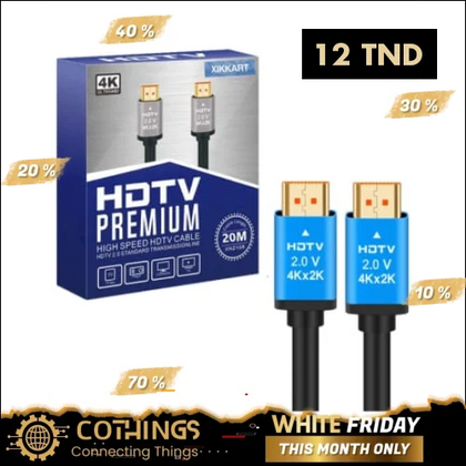 CABLE HDMI 1.5M 4K HDTV PREMIUM - Domotique Tunisie