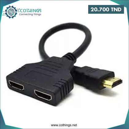 Câble HDMI Y 1 mâle - 2 femelles HIGH Quality - Domotique Tunisie