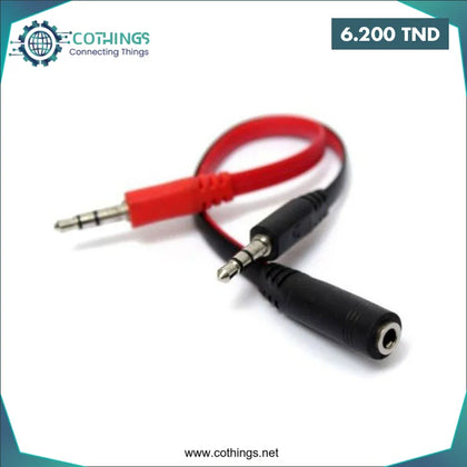 Cable Jack femelle double mâle vert et rouge - Domotique Tunisie