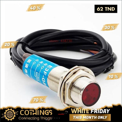 Capteur capacitif E3F-G80-C1 avec câble, interrupteur photoélectrique induit laser