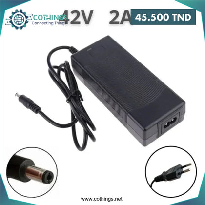 Chargeur pour Trottinette Électrique 42V 2A – Fiche Jack DC