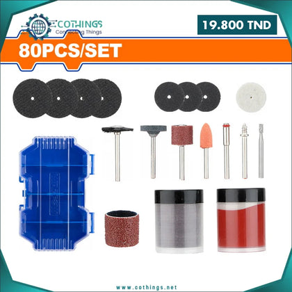 Coffret accessoire mini meule-droite 80 PCS WADFOW