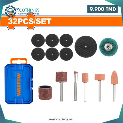 Coffret accessoires mini meule-droite 32Pcs WADFOW - Domotique Tunisie