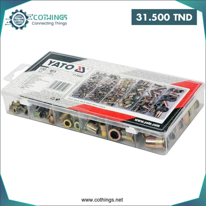 Coffret Assortiment de 150 Ecrou A Sertir Acier M3 -- M10 YATO