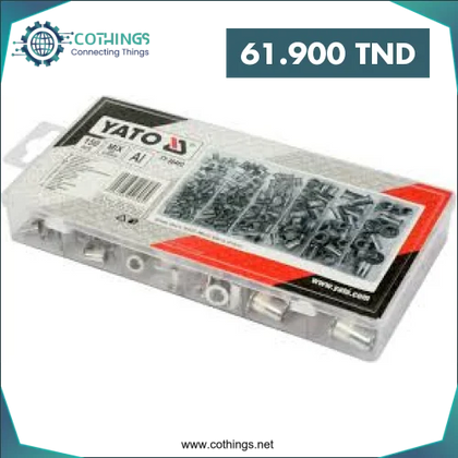 COFFRET ASSORTIMENT DE 150 ECROU A SERTIR ALUMINIUM M3--M10 YATO