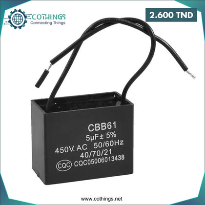 Condensateur de ventilateur CBB61 1,5 µF 450 V CA Domotique Tunisie
