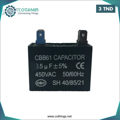 Condensateur ventilateur CBB61 3.5µF 450VAC - Domotique Tunisie