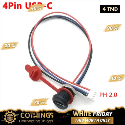 connecteur USB-C 4pin type-c à PH2.0 avec plaque à pression d’écrou