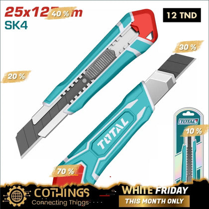 Cutter métallique à lame sécable 25 × 127 mm TOTAL