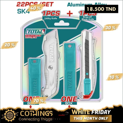 CUTTER MÉTALLIQUE ALUM (JEU DE 2PCS) REF THT515226 TOTAL - Domotique