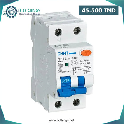 DISJONCTEUR 1P + N MONOBLOC DIFFRENTIEL C10 300mA - Domotique Tunisie