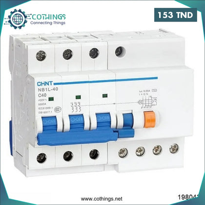 Disjoncteur DIFF NB1L-40 4P C40 300mA AC 6kA - Domotique Tunisie