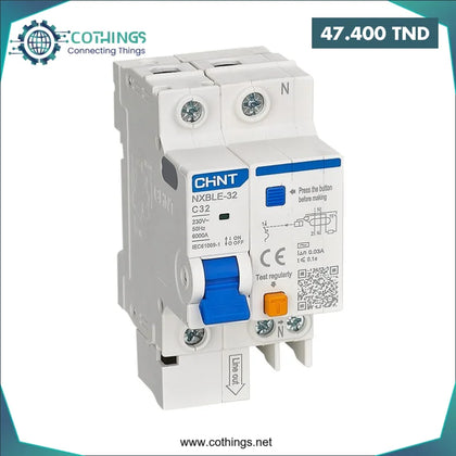 Disjoncteur DIFF NXBLE 32 1P + N C25 300mA 6kA CHINT Domotique Tunisie