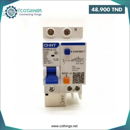 Disjoncteur DIFF NXBLE 32 1P + N C32 300mA 6kA CHINT Domotique Tunisie
