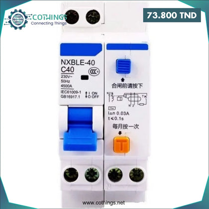 Disjoncteur DIFF NXBLE 63 2P C25 30mA 6kA CHINT Domotique Tunisie