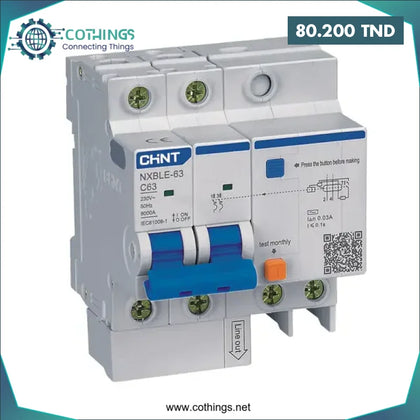 Disjoncteur DIFF NXBLE 63 2P C40 30mA 6kA CHINT Domotique Tunisie