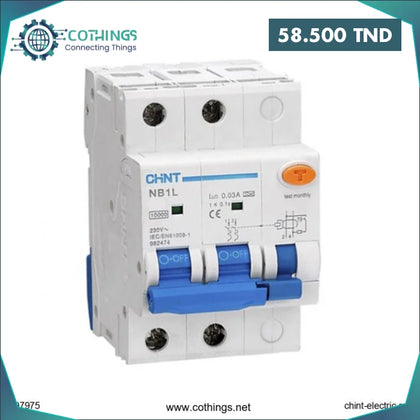Disjoncteur Différentiel NB1L-40 - 2P - 20A - 30mA - Courbe C