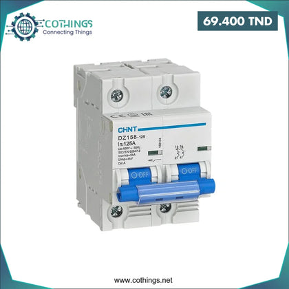Disjoncteur DZ158 125H 2P 80A 10kA CHINT Domotique Tunisie