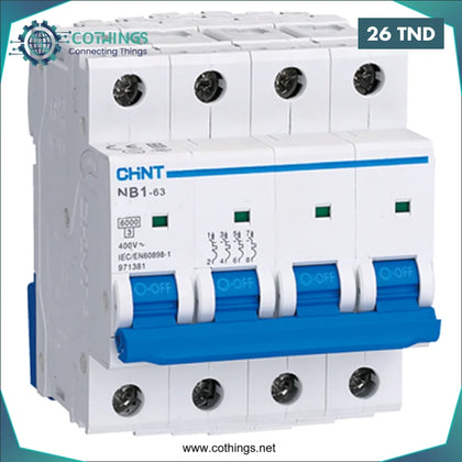 Disjoncteur MCB NB1-63 - 4P - 10A - Courbe C - 6kA | Protection