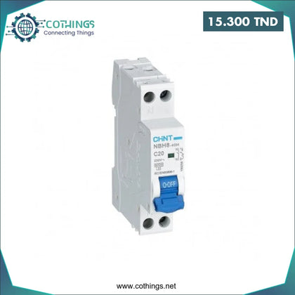 Disjoncteur NBH8 40H 1P + N C20 6kA CHINT Domotique Tunisie