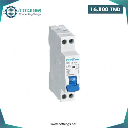 Disjoncteur NBH8 40H 1P + N C25 6kA CHINT Domotique Tunisie