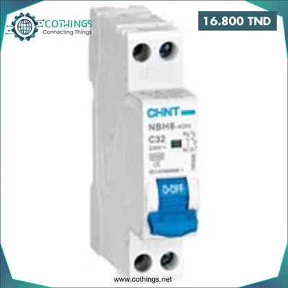 Disjoncteur NBH8 40H 1P + N C32 6kA CHINT Domotique Tunisie