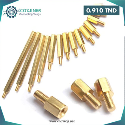 Entretoise hexagonal en laiton M3 x 30 + 6 mm - Domotique Tunisie