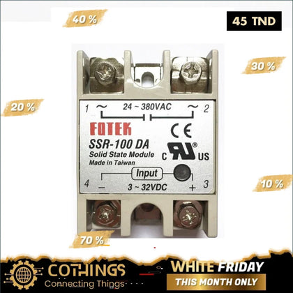 Photo du module relais statique SSR Fotek SSR-100DA 100A pour contrôle DC/AC