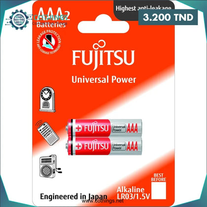 Fujitsu LR03(2B) FU Pile AAA alcaline à Usage Unique 1,5 V (2pcs)