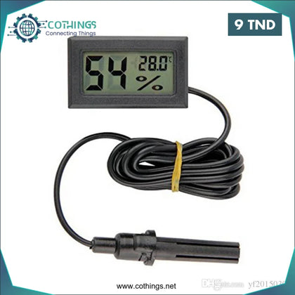 FY-12 Mini thermomètre numérique LCD hygromètre - NOIR réfrigérateur