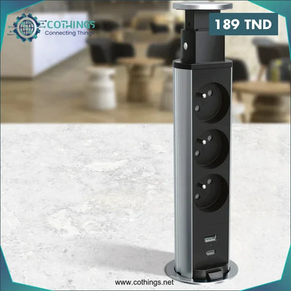 Incara Tower 60 Ø60mm à encastrer dans mobilier avec 3 prises 2P + T