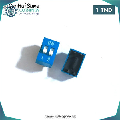 Interrupteur DIP Switch bleu 2 broches 2,54 mm - Domotique Tunisie