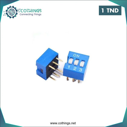 Interrupteur DIP Switch bleu 3 broches 2,54 mm - Domotique Tunisie