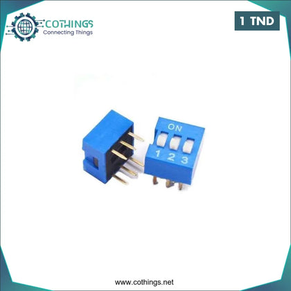 Interrupteur DIP Switch bleu 3 broches 2,54 mm Domotique Tunisie