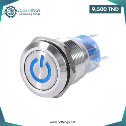 Interrupteur Etanche en métal Bleu 16MM 12-24V - Domotique Tunisie